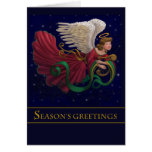 Christmas Angel With Harp Greeting Card