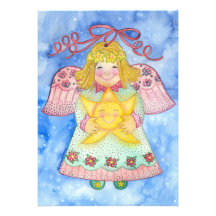 Christmas Angel with Star Party Invitation