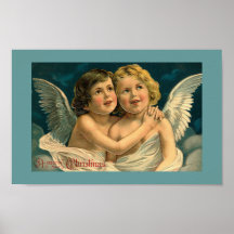 Christmas Angles Vintage Art Poster