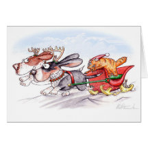 Christmas Bassets Greeting Cards
