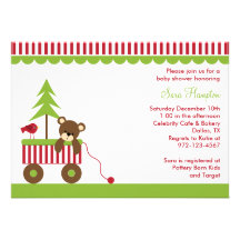 Christmas Bear in Wagon Invitations