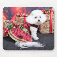 Christmas - Bichon Frise - Mia Mousepads