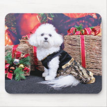 Christmas - Bichon Frise - Mia Mousepads