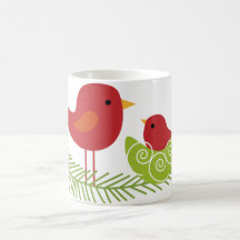 Christmas Birds on Tree Coffee Mugs