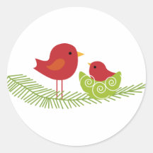 Christmas Birds on Tree Stickers