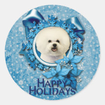 Christmas - Blue Snowflake - Bichon Frise Stickers