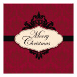 Christmas Brocade Red Square Personalized Announcements