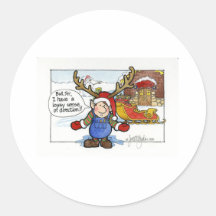 Christmas "But Sir" Cartoon No. 2 Round Stickers