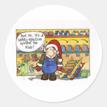 Christmas "But Sir" Cartoon No. 6 Round Sticker