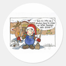 Christmas "But Sir" Cartoon No. 7 Round Sticker