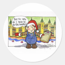 Christmas "But Sir" Cartoon No. 9 Round Stickers