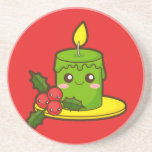 Christmas Candle and Holly Coaster