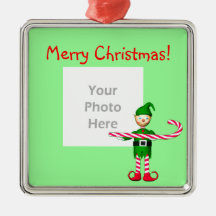 Christmas Candy Cane Elf (photo frame) Ornaments