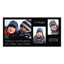 Christmas Card - Black Customized Photo Card
