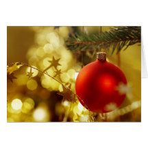 Christmas Card Gold tree Red Christmas ornament