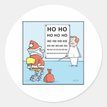 Christmas Cartoon Santa's Eye Test Round Sticker
