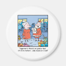 Christmas Cartoon Santas Good and Bad List Refrigerator Magnets