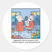 Christmas Cartoon Santas Good and Bad List Sticker