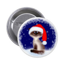 Christmas Cat in Santa Hat Buttons
