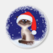 Christmas Cat in Santa Hat Magnet