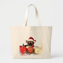 Christmas chihuahua puppy canvas bag