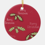 Christmas Collection Merry Christmas Red Holly Christmas Tree Ornament