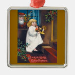 Christmas Collection Victorian Girl & Santa Ornament