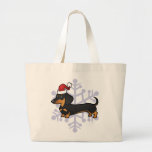 Christmas Dachshund (smooth coat) Tote Bags