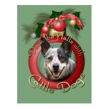 Christmas - Deck the Halls - Cattle Dogs Post Card