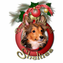 Christmas - Deck the Halls - Shelties - Cooper Photo Cut Outs