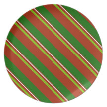 Christmas Diagonal Stripes Party Plate