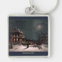 Christmas Eve by J. Hoover - Vintage Christmas Keychain