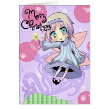 Christmas fairy girl greeting card