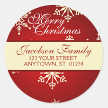 Christmas Family Address Round Stickers