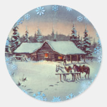CHRISTMAS FARM by SHARON SHARPE Round Sticker