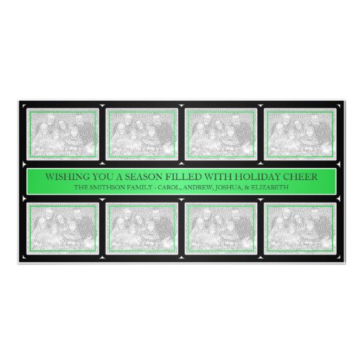 Christmas Frame Collage Green Black Picture Card