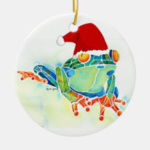 Christmas Frog with Santa Hat Christmas Tree Ornament