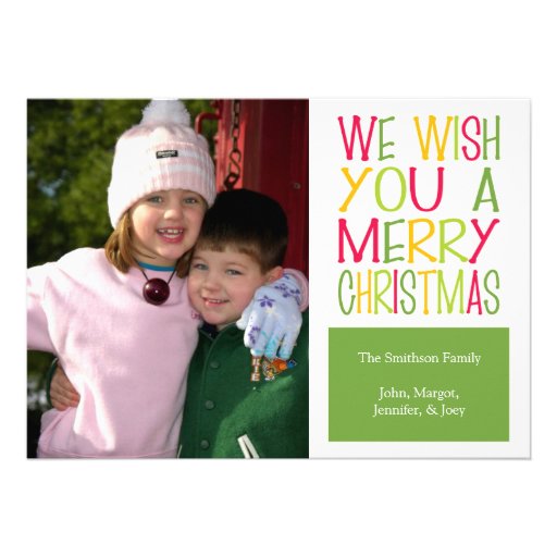 Christmas Fun Christmas Card (Green) Personalised Announcements