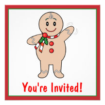 Christmas Gingerbread Boy Party Invitation
