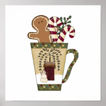 Christmas Gingerbread Holiday Greetings Print