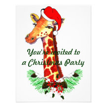 Christmas Giraffe Custom Invitation