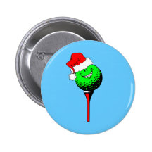 Christmas golf pinback button