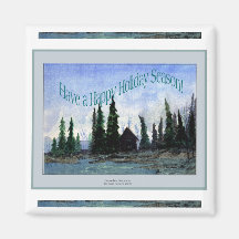 Christmas Greeting Beaver Bay Square Magnet