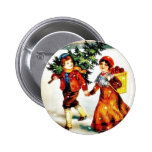 Christmas greeting with a boy carrying christmas t buttons