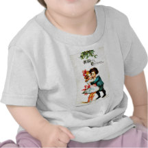 Christmas greeting with a boy hugs a girl t shirts