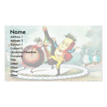 Christmas greeting with cartoon of wines and fruit business card template