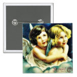 Christmas greeting with two angels huging button
