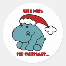 Christmas Hippo Sticker