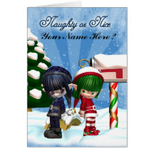 Christmas Holiday Card ght or Nice Elfs at the