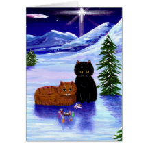 Christmas Holiday Cat Mouse Christian Religious Greeting Cards